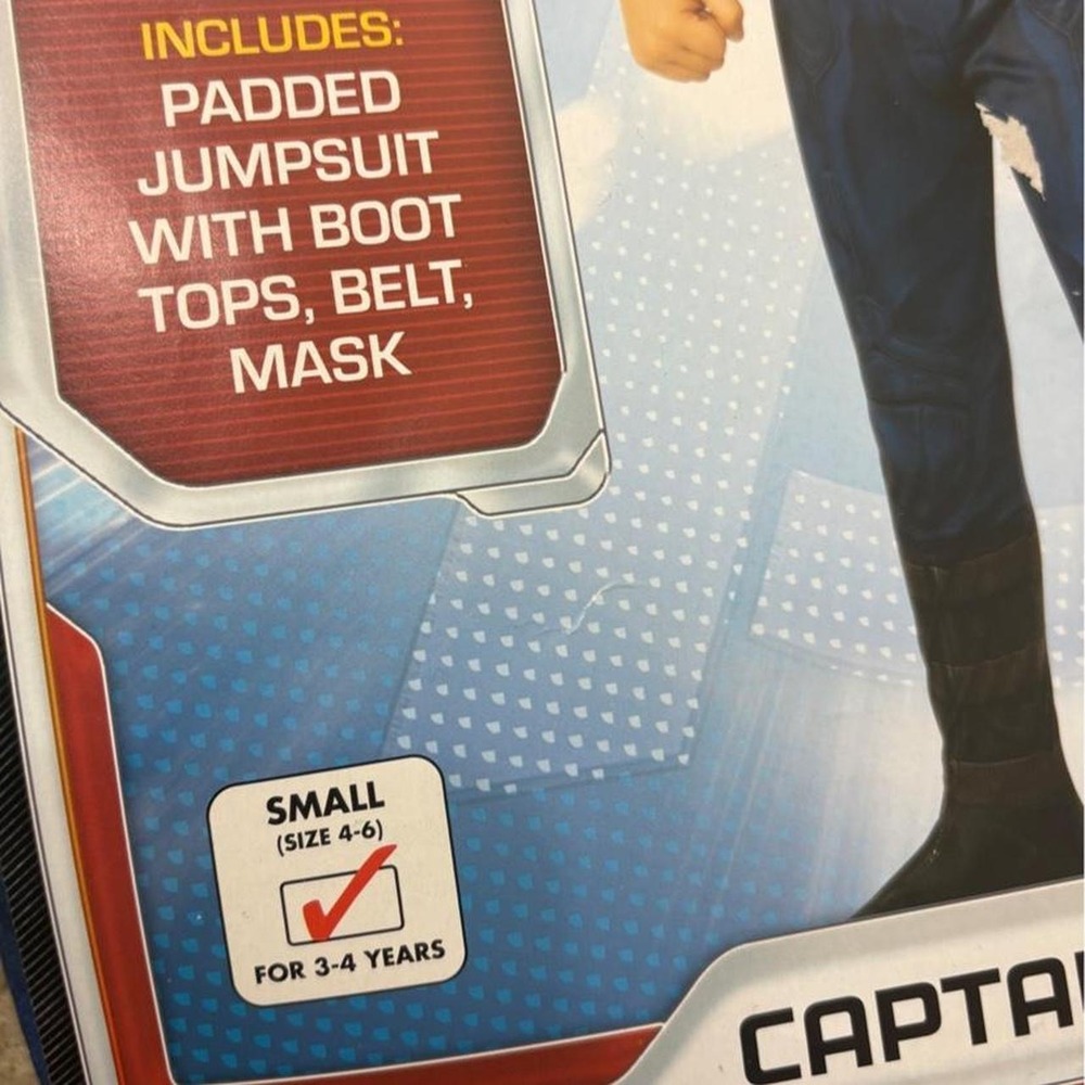 NWT Captain America Avengers Costume Marvel Endgame Muscle Kids 4-6 Rubies - Picture 7 of 8